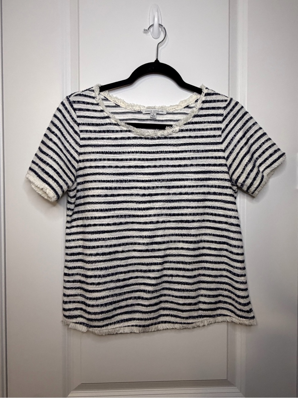 Green Envelope Navy and White Striped Short-Sleeve Tee